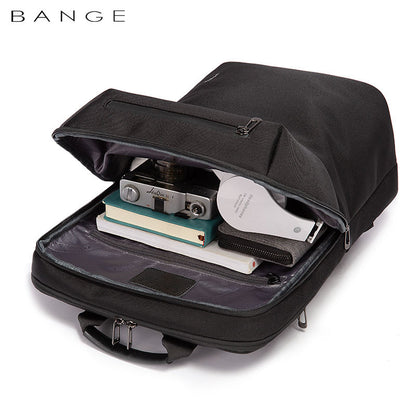 BANGE 7715 Black Waterproof Unisex Travel Laptop Backpack with USB Charging 15.6 inch