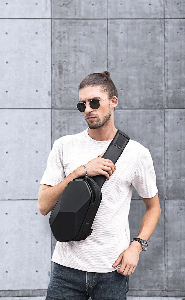 Fashion Waterproof Sling Chest Bag Large Capacity 7213 BANGE New Oxford Black