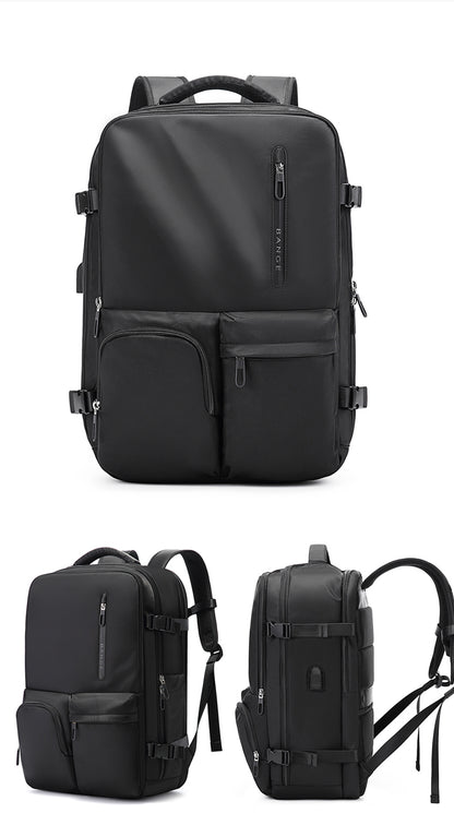 Bange 1800 polyester unisex travel backpacks laptop waterproof Black