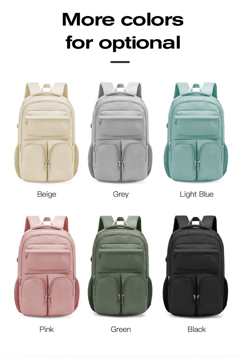 Bange 1807 polyester unisex travel backpacks laptop waterproof Black