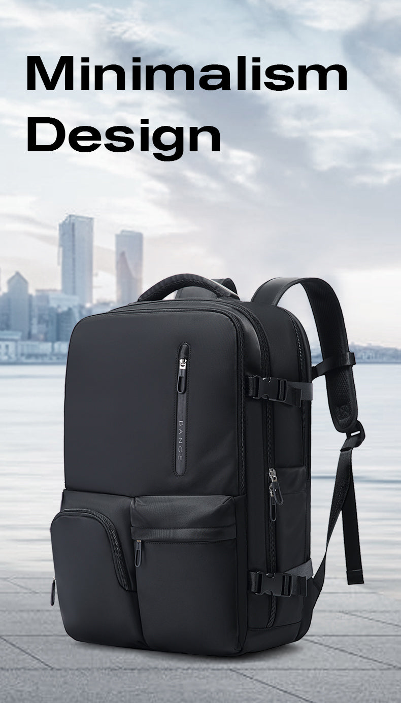 Bange 1800 polyester unisex travel backpacks laptop waterproof Black