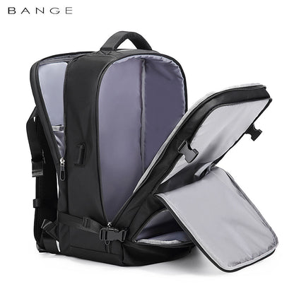 Bange 1800 polyester unisex travel backpacks laptop waterproof Black