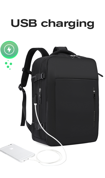 Bange 1801 polyester unisex travel backpacks laptop waterproof Black