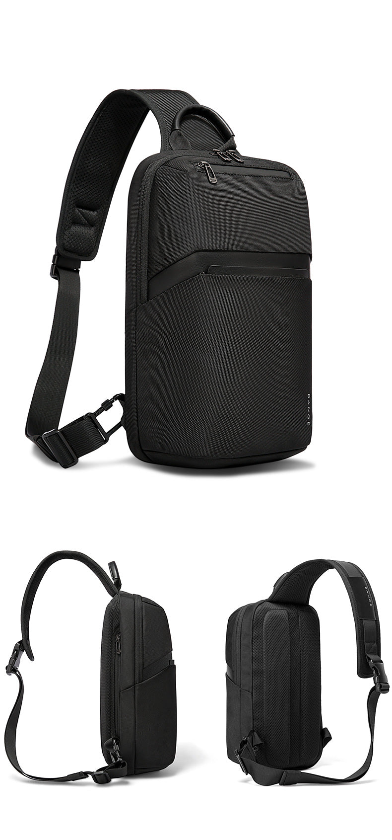 Bange Multifunctional Waterproof Sling Shoulder Men bag BG 7719 Black