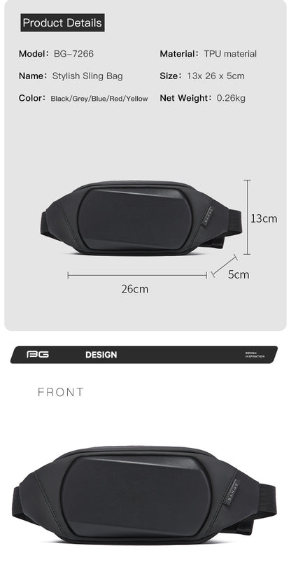 New Design Shoulder Trendy Casual Bange Crossbody Anti Theft Men Sling Bag 7266 Black
